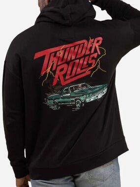 SENDERO REAL Provisions Co “Thunder Rolls” Men’s 
Black Hoodie